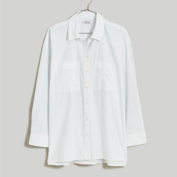 Madewell The Oversized Straight Hem Shirt in Signature Poplin white - Picture 7 of 8